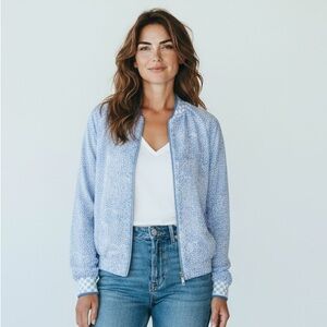 NWT Scotch & Soda Printed Seersucker Reversible Bomber Large‎
